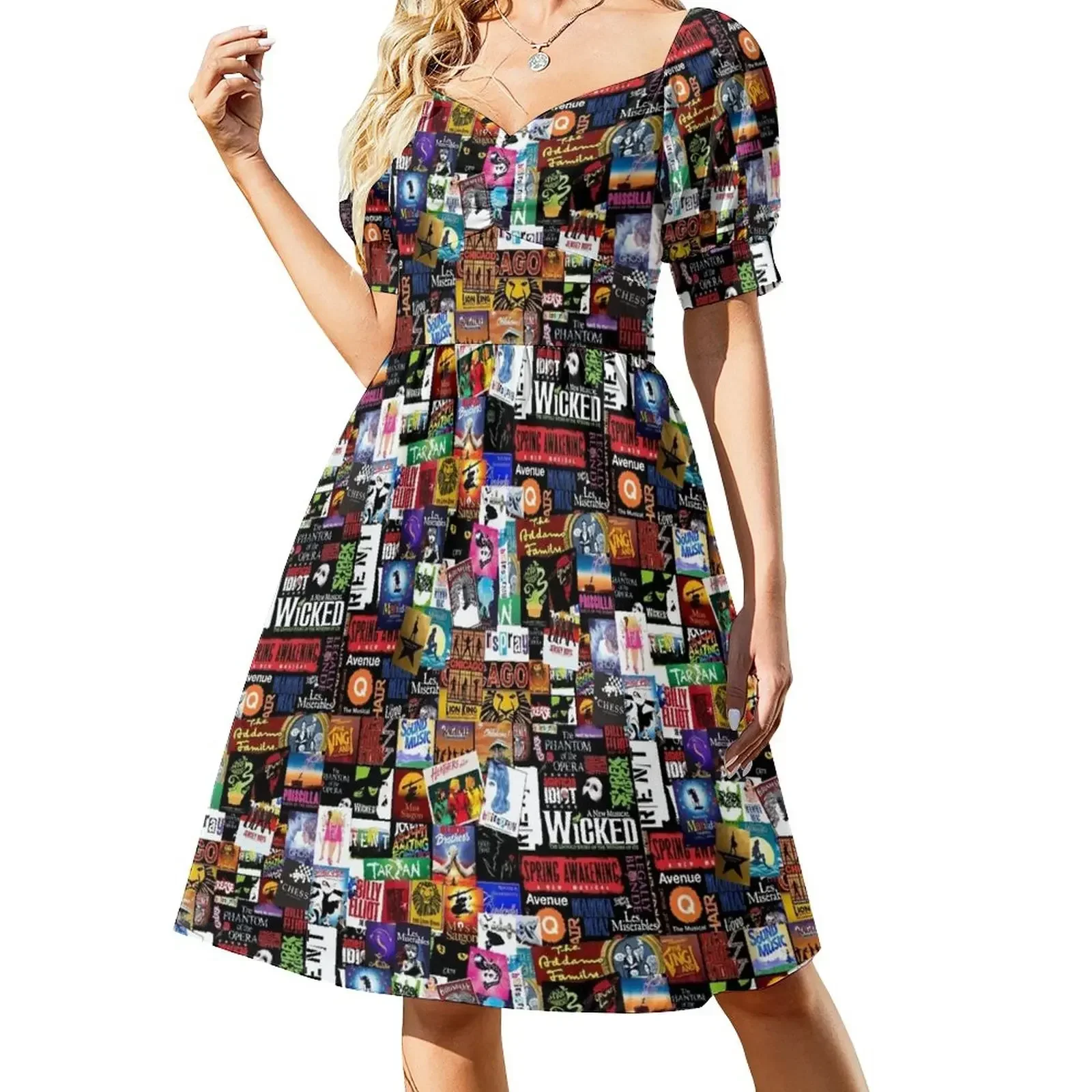 thumbnail image 1 of Vestido de manga corta Musicals Collage II para mujer, vestidos formales para ocasiones especiales, vestidos de baile, 1 of 7