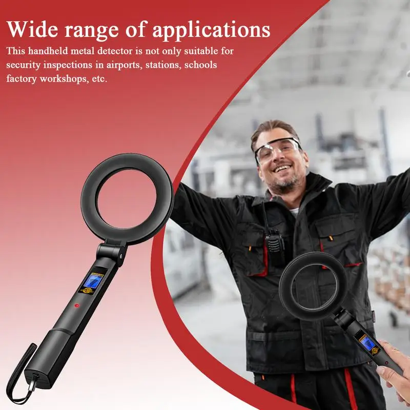 Handheld Metal Detector 360 Scanning Metal Tester Foldable Backlight LED Display Sound & Vibration Alerts High Sensitivity