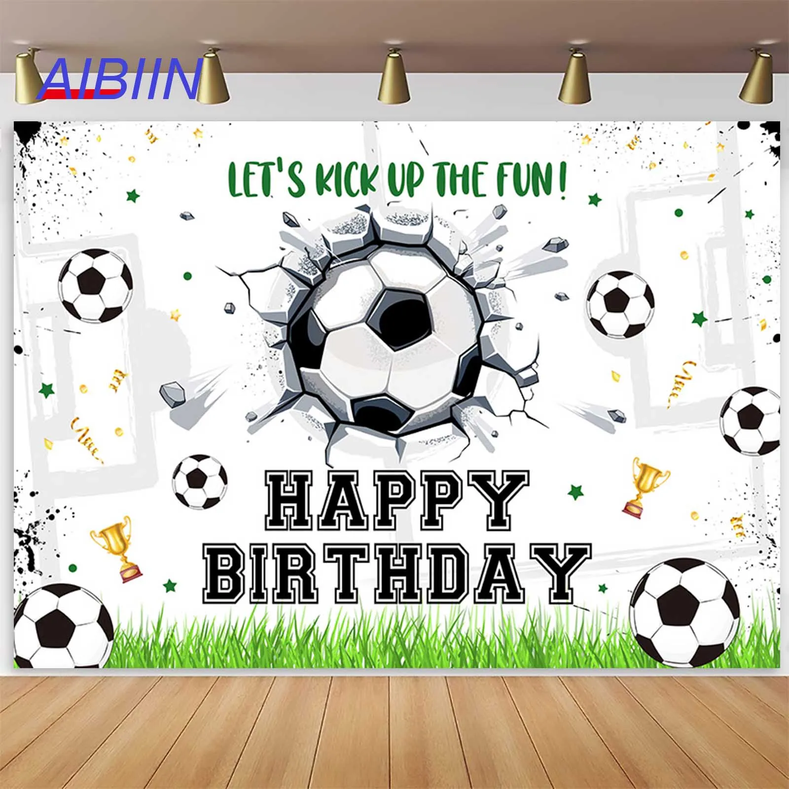 

Soccer Birthday Photography Background Boy Green Grass Football Field Sports Backdrop Party Decor Cake Smash Photo Booth Props