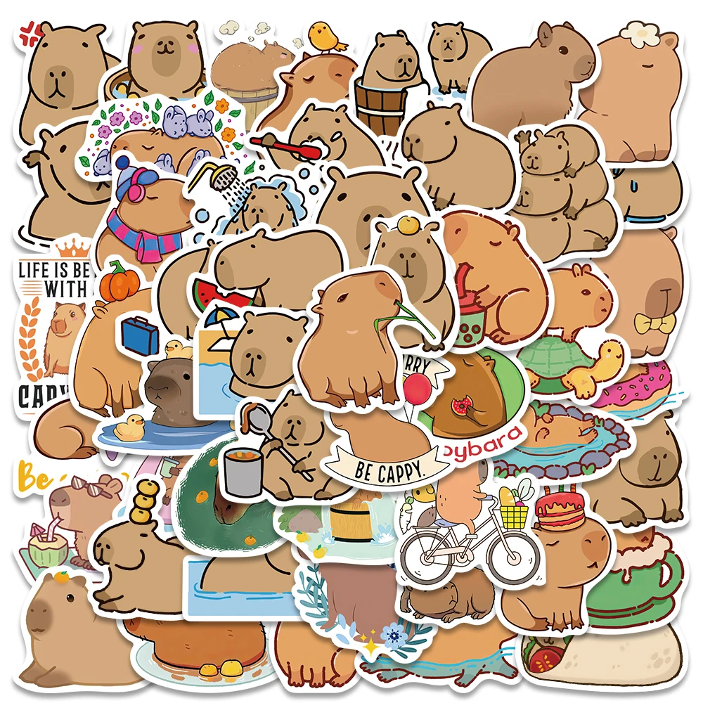 50pcs Cute Cartoon Animals Capybara Stickers Kids Gift For Laptop Luggage Phone Notebook Waterproof Graffiti Bicycle Decals