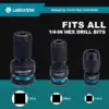 LIBRATON Impact to 1/4 Hex Converter 1/2 3/8 1/4“ Drive Female to 1/4" Hex Adapter Impact Wrench Adapters for Impact Bit Holders 2