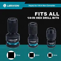 LIBRATON Impact to 1/4 Hex Converter 1/2 3/8 1/4“ Drive Female to 1/4" Hex Adapter Impact Wrench Adapters for Impact Bit Holders 2