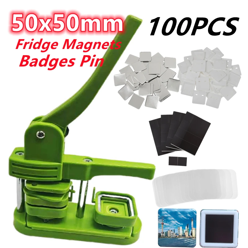 Square Refrigerator Button Maker Hand Press Machine for DIY Making Badge / Fridge Magnets Button 50x50mm badge maker,button maker machine