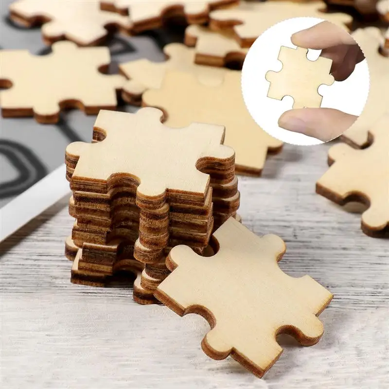 100 Pcs/set Unfinished Wooden Jigsaw Freeform Blank Puzzles Pieces For Diy  Art Crafts Card Making Decor - Wood Diy Crafts - AliExpress