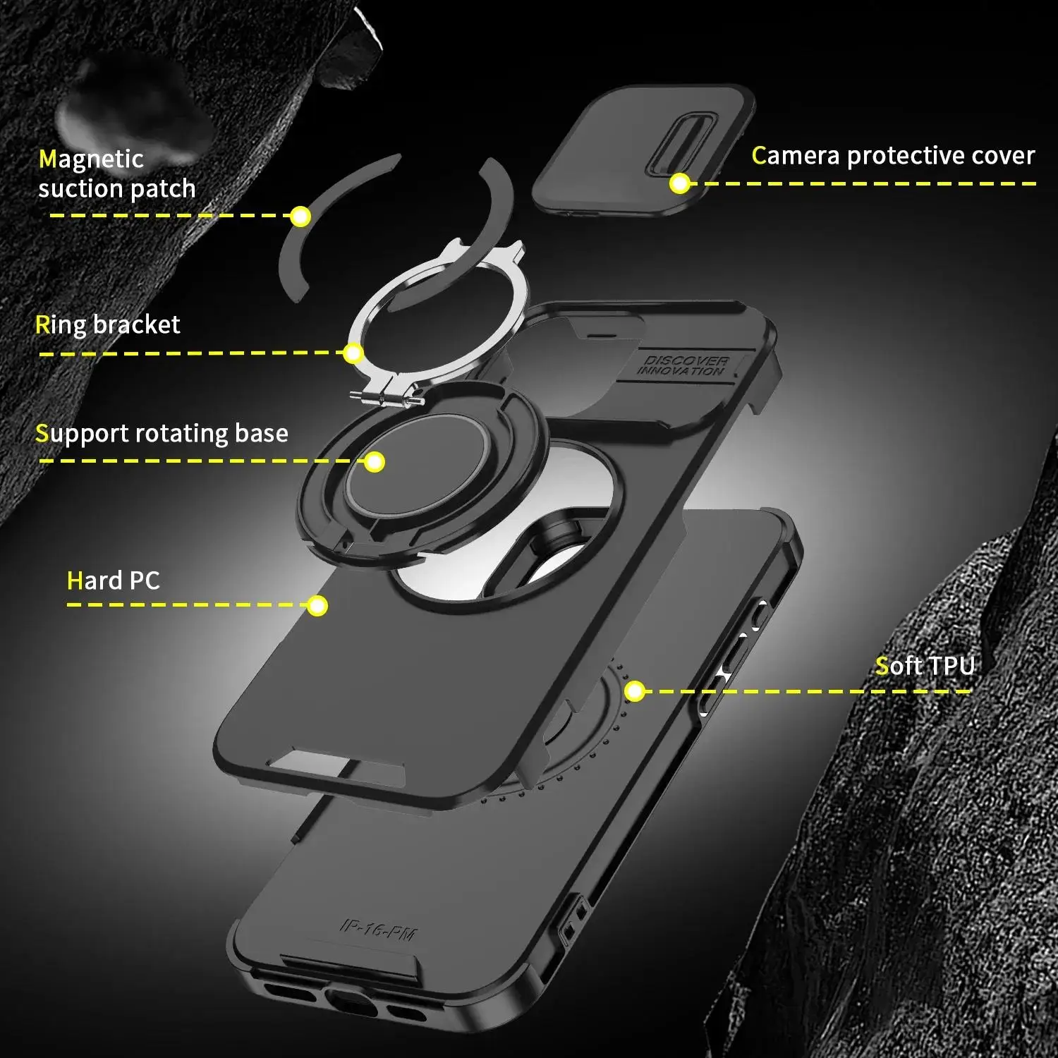 Luxury Magnetic Wireless Charging Armor Case with Slide Camera Protection Cover