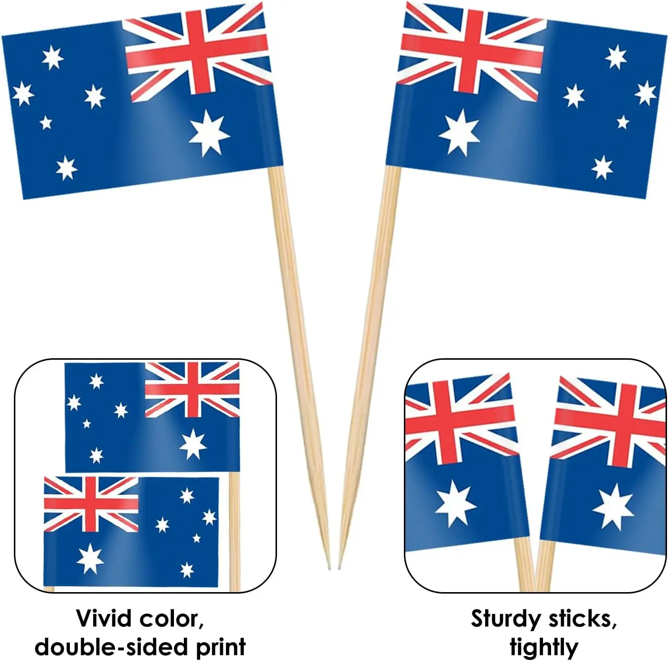 Australian Flag Toothpick Decorations - Set of 100 Cupcake and Cocktail Toppers
