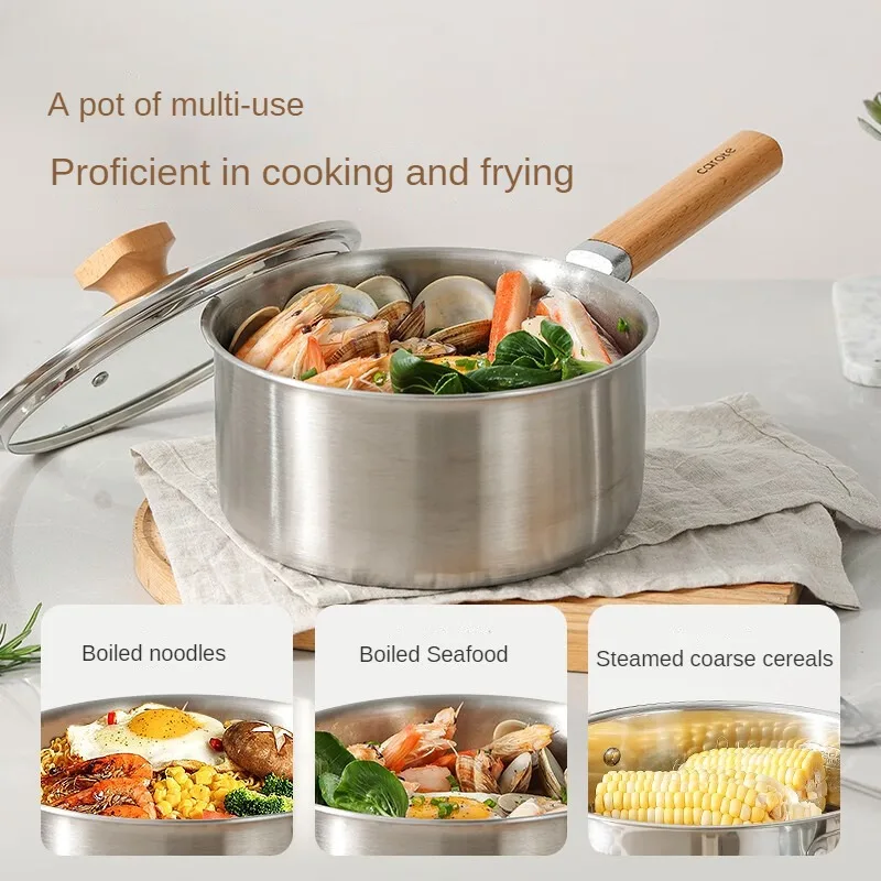 Carrot 316 Stainless Steel Milk Pot Infant Baby Food Supplement Pot Fry Steam One-piece Soup Home Non-stick Coating-free