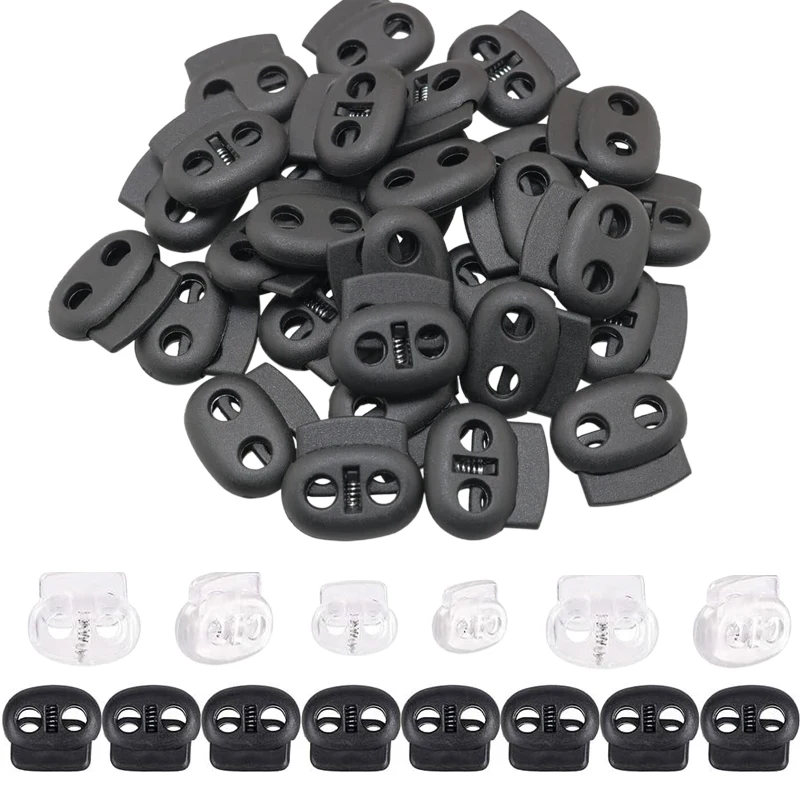 Plastic Stopper Cord Locks Bean Twin Hole Drawstring Toggle Clip Apparel Shoelace Sportswear Button Accessorie 10Pcs 4mm-5.5mm