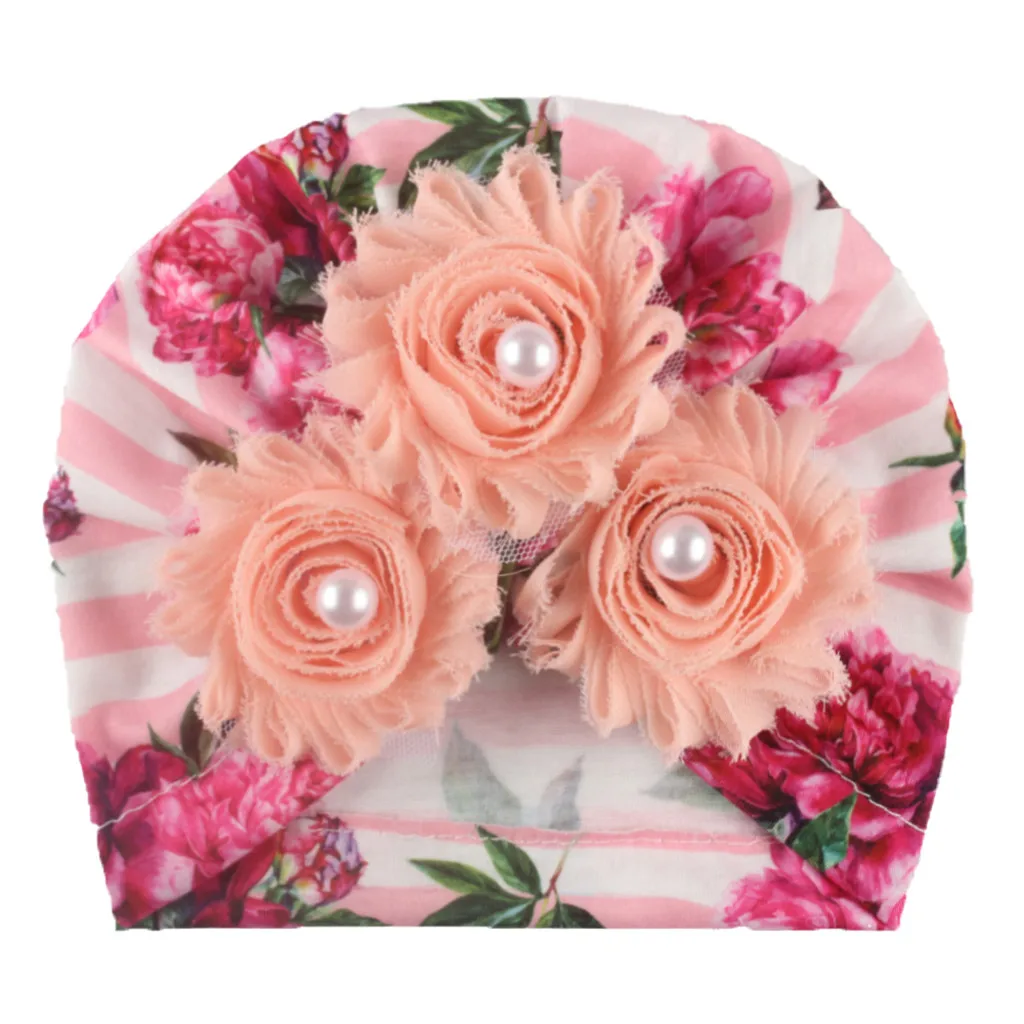 Baby Hat Kids Caps Floral Hat For Baby Turban Kids Baby Stripe Boy Kids Print Floral Accessories Headwear Toddler Girl Headband Hat 아기모자