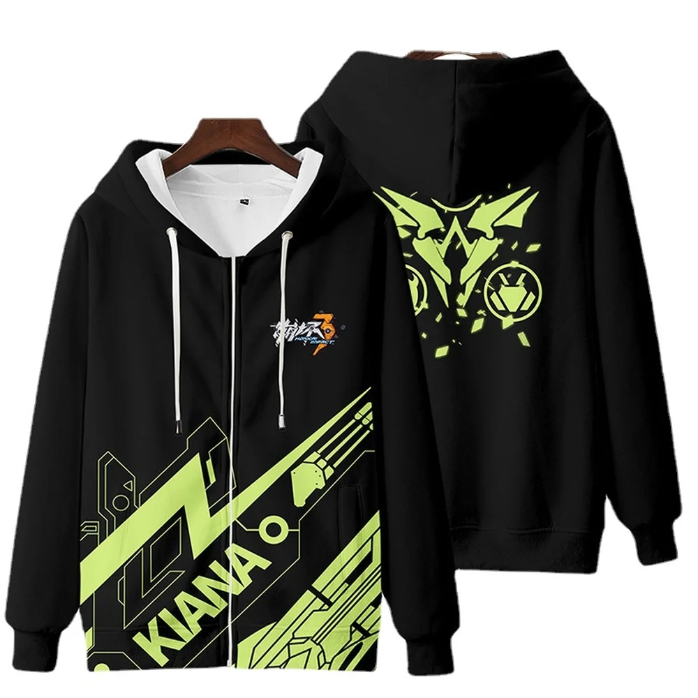 

Hoodi Men Honkai Impact 3 Anime Zipper Unisex Long Sleeve Hoodie Women Men Sweatshirt Harajuku Streetwear Kiana Kaslana Cosplay