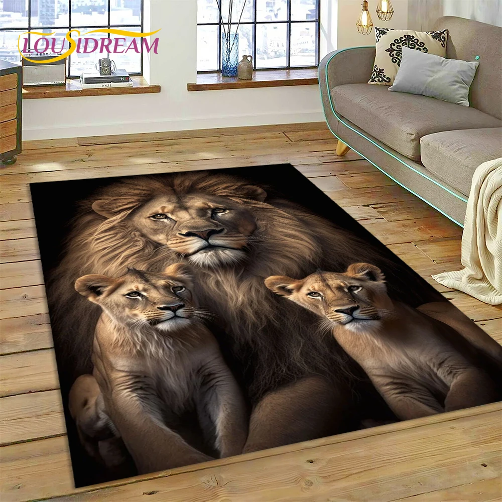 

3D Beast Tiger Lion Animal Wildlife Cartoon Carpet Rug for Home Living Room Bedroom Sofa Doormat Decor,kid Area Rug Non-slip Mat