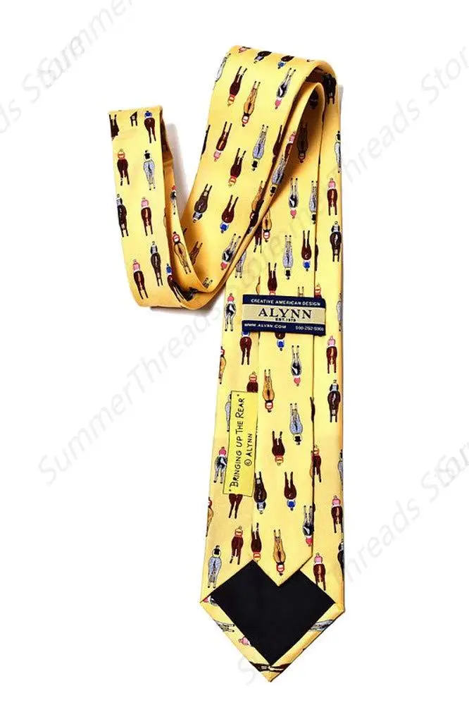 Men's Horse Racing Bringing Up The Rear Kentucky Derby Necktie Tie (Blue)