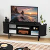 TV Stand, Modern TV Console Table with Storage Compartment and Sliding Door, Gaming Entertainment Center with Cabinet for Living 5