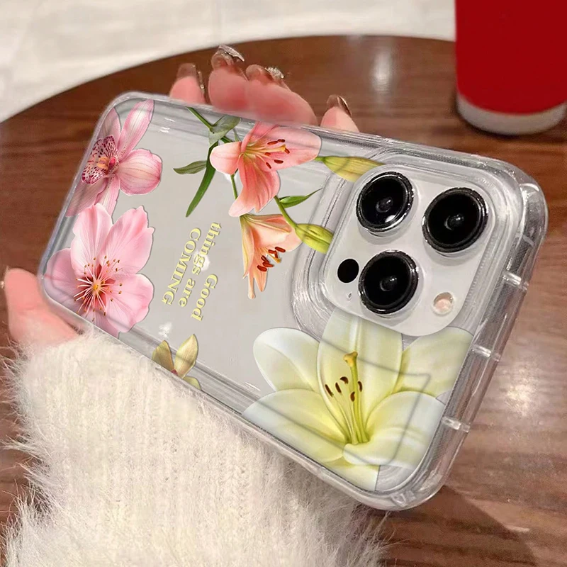 Art Hibiscus Floral Clear Silicone Phone Case