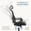 JHK Ergonomic Mesh Fixed Armrest Living Room Rocking Gaming Chair Adjustable Headrests Comfortable Lumbar Support For Home 2