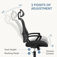 JHK Ergonomic Mesh Fixed Armrest Living Room Rocking Gaming Chair Adjustable Headrests Comfortable Lumbar Support For Home 2