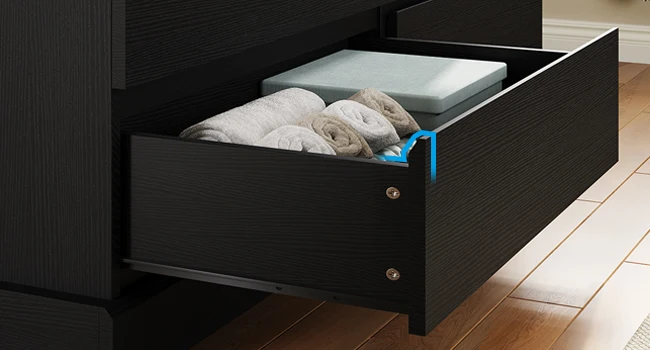 Black Dresser for Bedroom, Long Dresser with 8 Drawers, 51.5''W Wooden Dresser Chest of 8 Drawers, Clothing Storage Cabinet