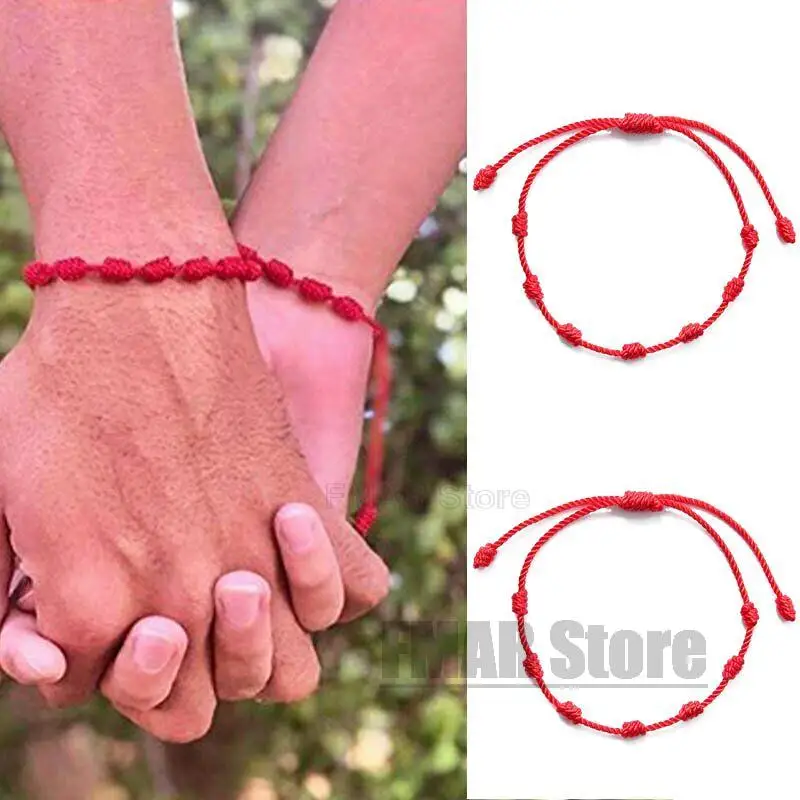 Bracelet jewelry Handmade 7 Knots Red String Bracelet For Protection Lucky Amulet And Friendship Braid Rope Wristband 4pcs/set