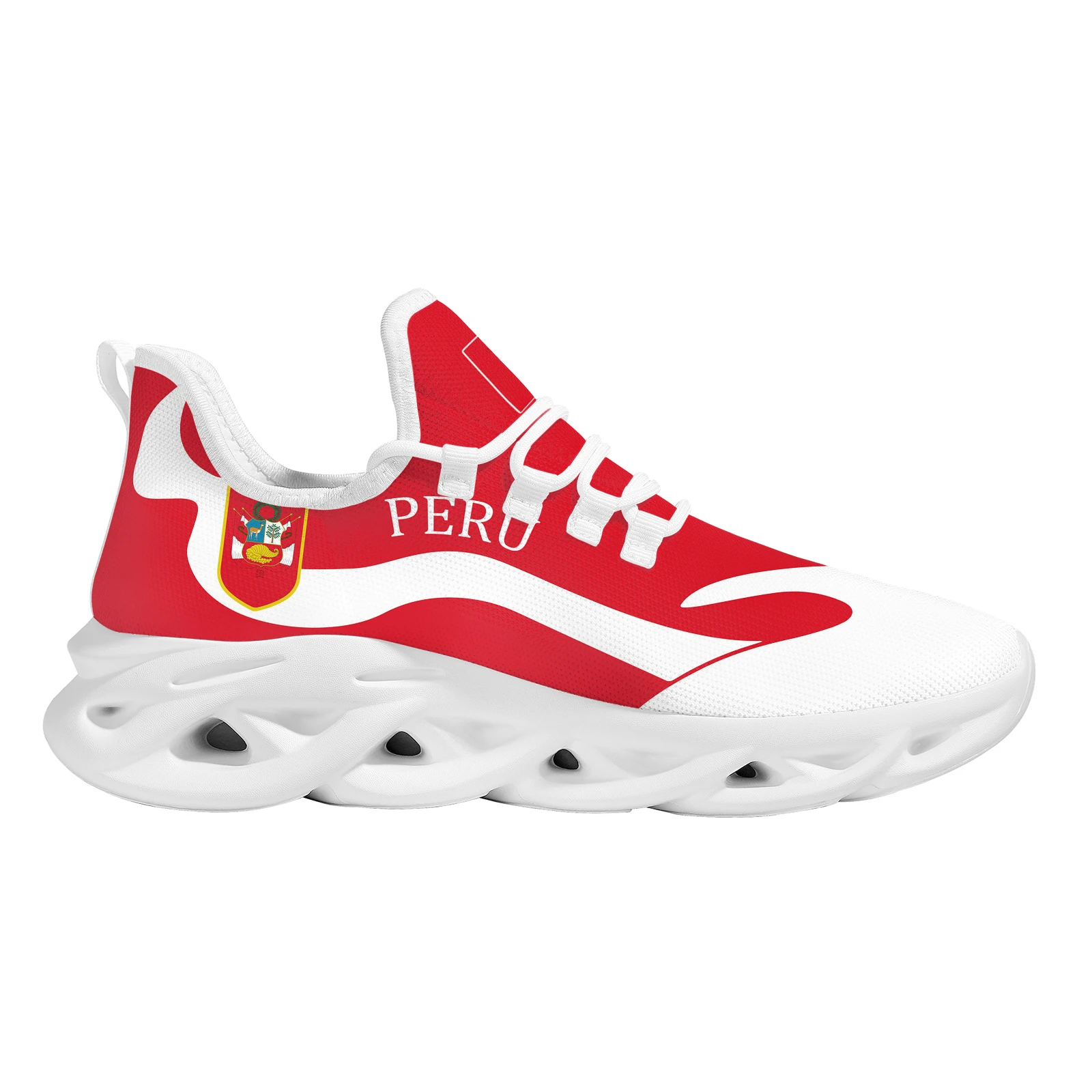 Peru Flag Printing Comfortable Flat Shoes Lightweight Non-slip Outdoor Sneakers High Quality Street Trend Mesh Running Shoes