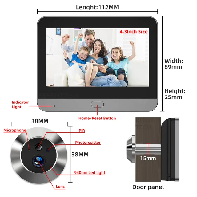 Tuya Smart 3MP 140° Wide View Angle Mini Digital Peephole Eye Viewer WiFi IR PIR Detection Doorbell Door Camera Alexa Google 5