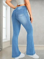 Womens Pants Casual Streetwear High Waist Wide Leg Flared Trousers Loose Fit Comfortable Daily Walking Denim - Image 5