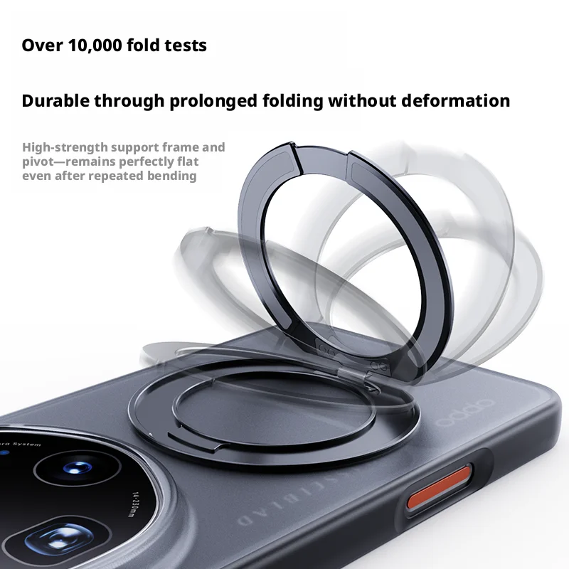Matte Translucent Skin-Feel Case with 360° Holder Ring and Magnetic Anti-Slip, Anti-Stain Features