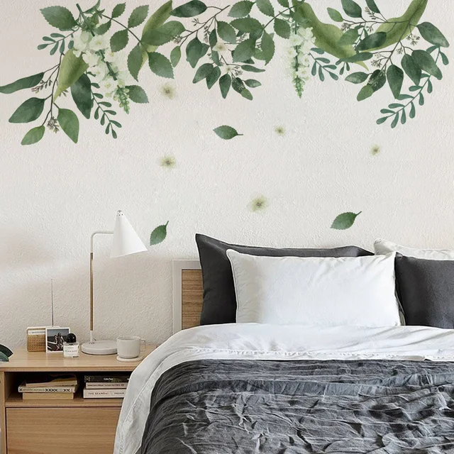 Removable Tropical Leaves Flowers Bird Wall Stickers Bedroom Living Room Decoration Mural Decals Plants Wall Paper Home Decor 22