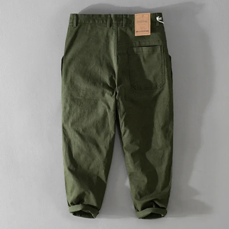 Cargo pants Spring Autumn Men's Cotton Vintage Cargo Pants Casual Simple Soft Street Joggers Men Trousers F7624