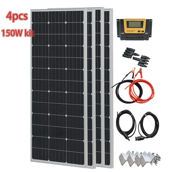 ชุดเซลล์โมโนแผงโซล่า PV 900W 750W 600W 450W 300W 150 W กรอบอลูมิเนียมแสงอาทิตย์แคมป์ปิ้งระเบียงบ้านชาร์จ12V 1