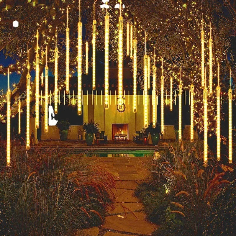 Description Picture 4 of item32/24/16/8 Tubes Meteor Shower Rain Light Falling Raindrop Fairy String Light for Garden Street Garland Ramadan Holiday New Year
