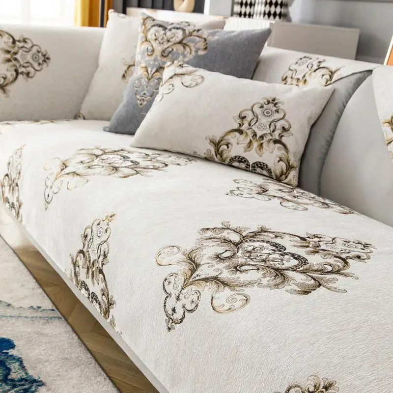 

European Jacquard Fashion Sofa Cover Non-slip Chenille Fabric Sofa Cushion Four Seasons Universal Pillowcase Cover Armrest Towel