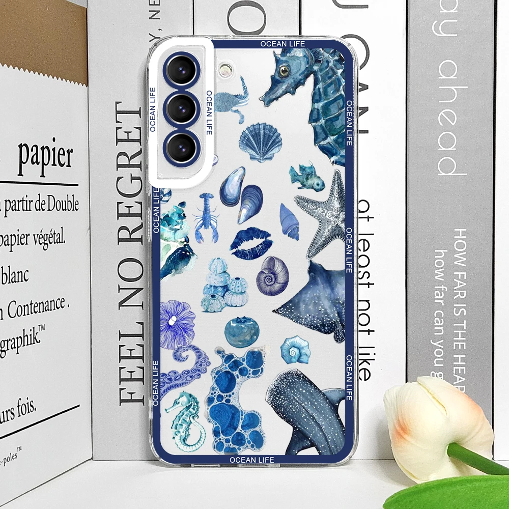 Pink Summer Ocean Turtle & Dolphin Print Clear Phone Case - Soft Protective Cover