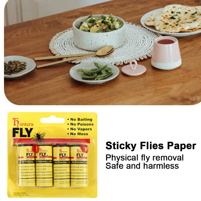 1-5 Csomag Flya Sticky Paper Strip Erős Ragasztó Rovar Nem Mérgező Fogó Tekercselt Szalag Kártevőirtó Termékek Könnyen Használható Beltéri Kültéri - Image 3