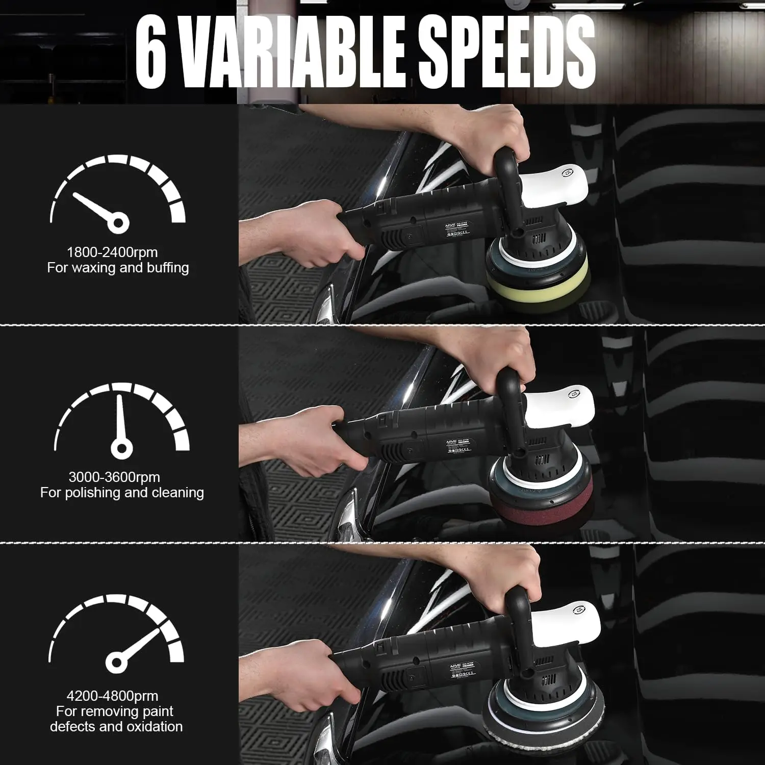 AUTIWOZ Car Polisher 6Inch Dual Action Polisher for Car Detailing Random Orbital with 6 Variable Speeds DA car polisher