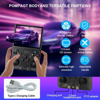 Console di Gioco Portatile R36S con 20000+ Giochi, Schermo da 3,5 Pollici, Lettore Video Tascabile, Regalo per Bambini