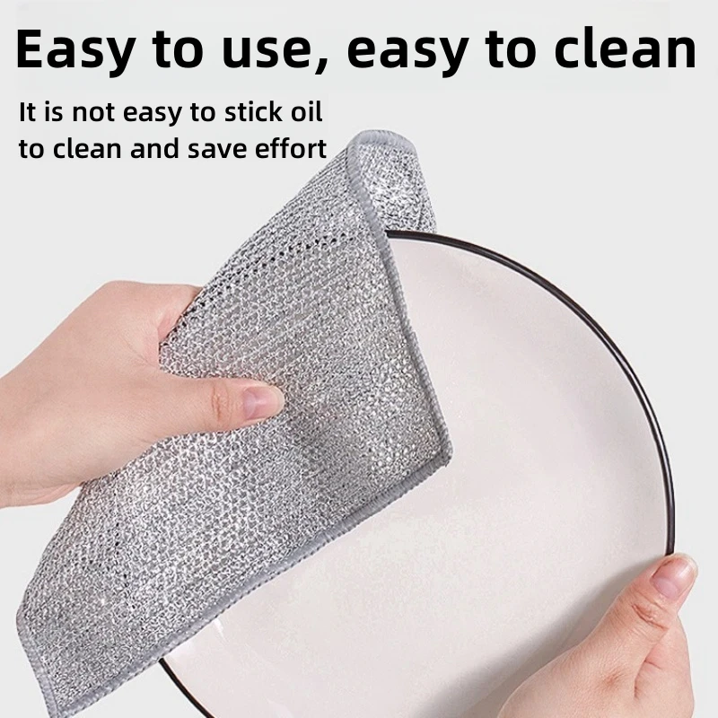 Magic Cleaning Cloth Thickened Double-sided Metal Steel Wire Rags Kitchen Dish Pot Washdishing Cloths Towel Clean Tools Towels
