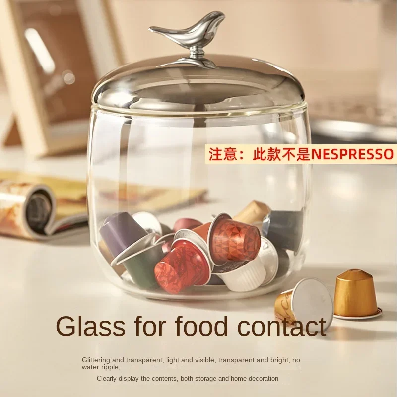 Glass Storage Jar, Luxurious Small Ornament, Capsule Coffee Storage Box, Lidded Storage Container, Home Organization Tool 4