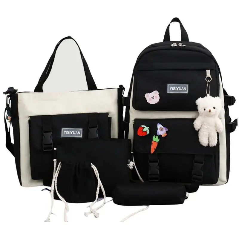 

Backpack Set For School Girls 5pcs Set Bookbag Combo For Teens With Backpack Pencil Bag Small Storage Bag Handbag Small Crossbod