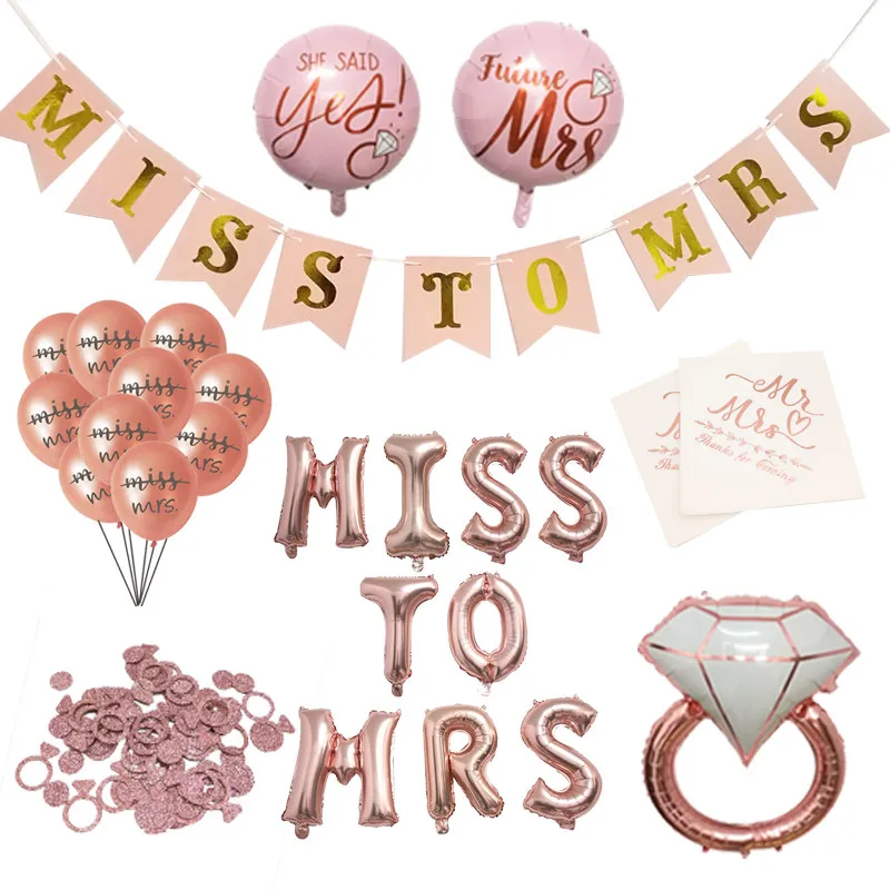 

Miss To Mrs Letter Foil Balloon Paper Napkins Banner Bachelorette Party Hen Night Engagement Bridal Shower Wedding Decor Supplie