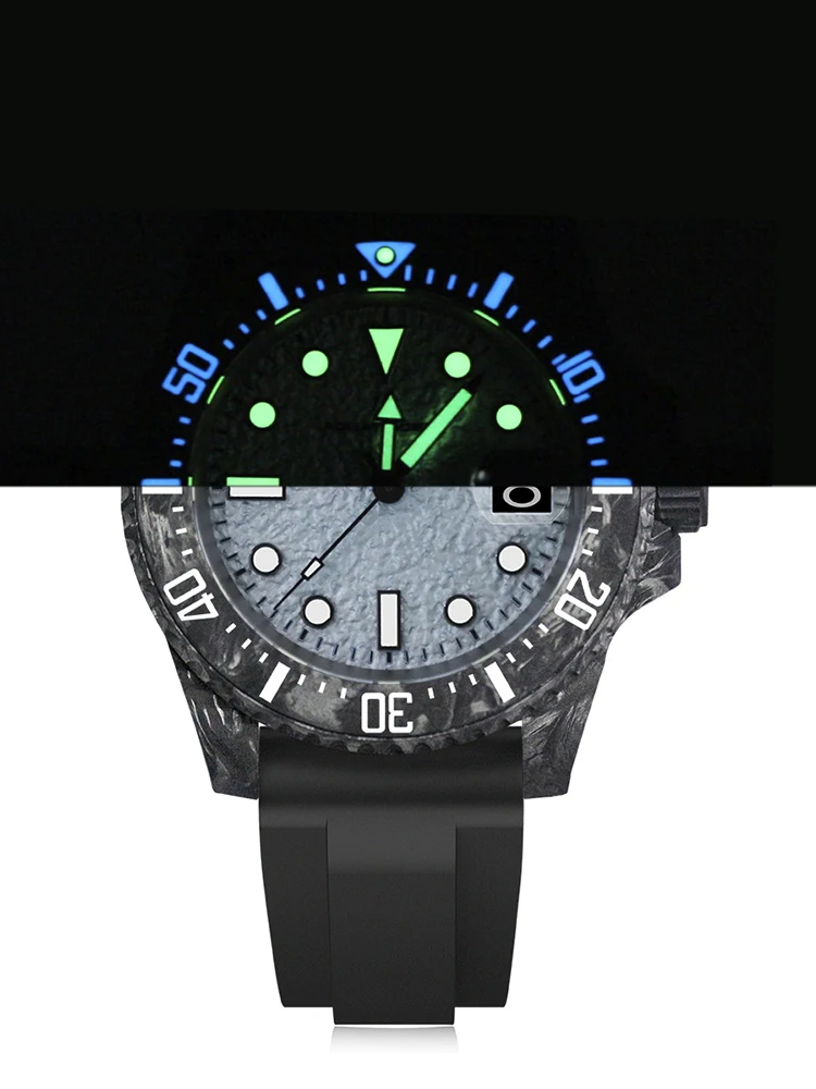 2024 New Carbon fibre 40MM quality dive men's luxury leisure watch SW200 automatic mechanical 3ATMsapphire Clock Gift for Men