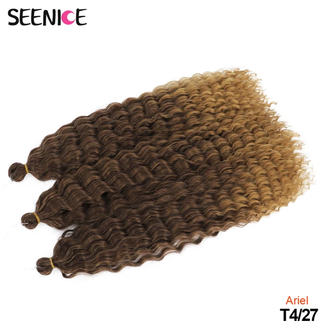 Ariel Curl Deep Wave Twist Crochet Hair Natural Synthetic Afro Curls Crochet Braids Ombre Braiding Hair Extensions For Women T4-27