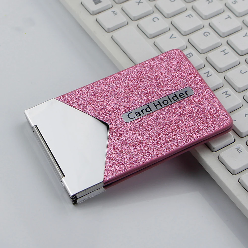 RFID Blocking Protected ID Credit Bank Card Holder Women Short Small Fashion Luxury Brand Metal Aluminum Purse Card Bag Wallet