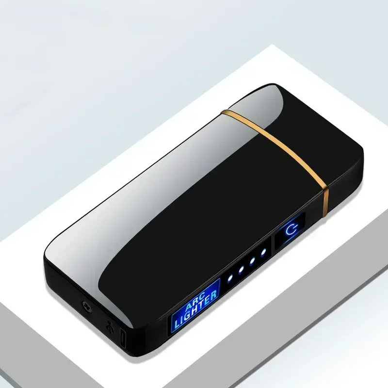 Windproof Rechargeable Electric Arc Lighter with LED Display and Touch Sensor