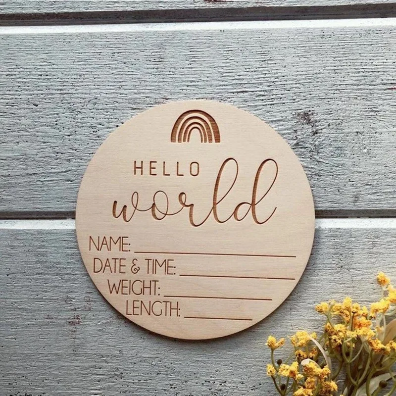 Baby Wooden Milestone Card Engraved Wooden Hello World Milestone Newborn Photography Props Children Shooting Accessories 1