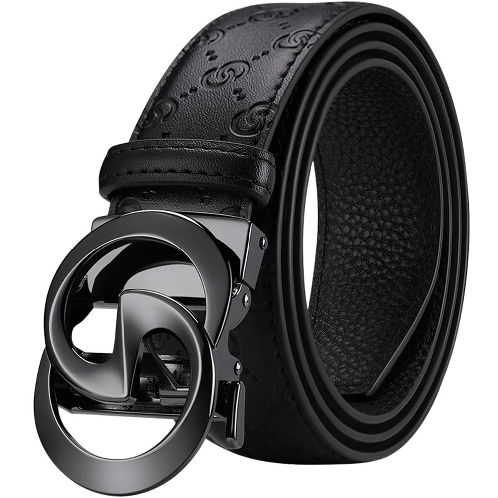 Men's belts business alloy letter buckle belt casual genuine leather belt fashion cowhide male waistband 3.4cm