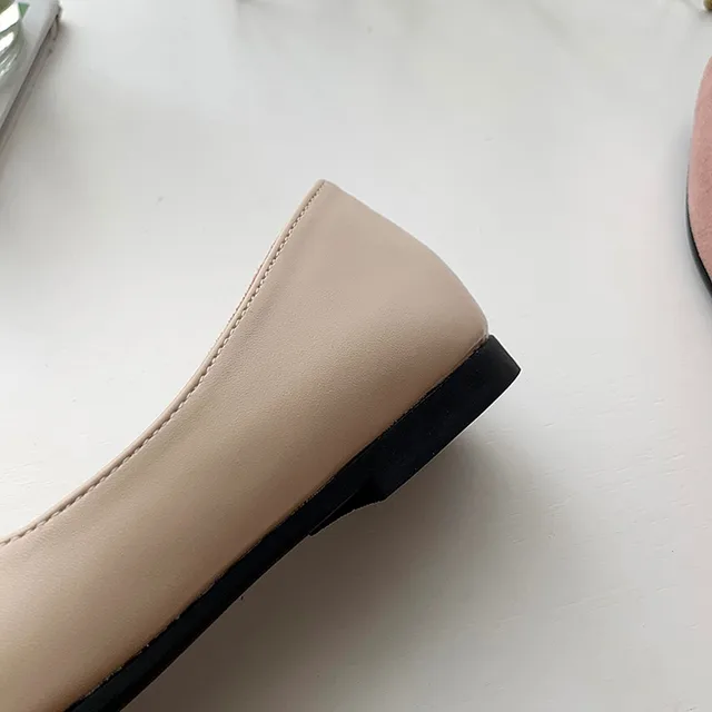 Pointed Toe Flat Shoes Women Solid Patchwork Slip On Shoes Casual Breathable Ballet Flats Daily All-Match Comfort Loafers Shoes 5