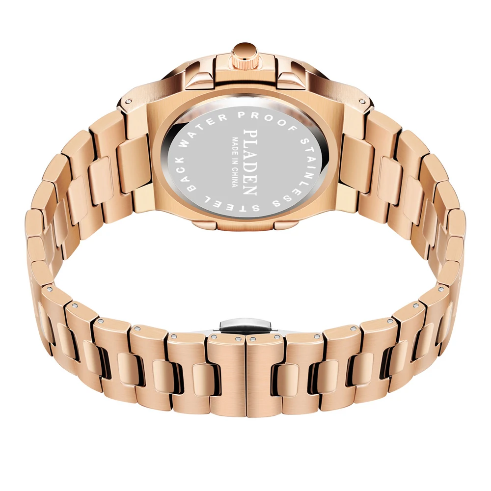 PLADEN Men's Quartz Watch Stylish Business Wristwatches Stainless Steel Calendar Waterproof Watches For Male High Quality New 5