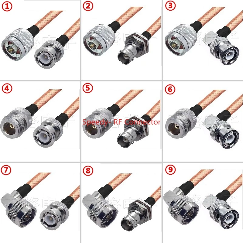 Cabo Coaxial Duplo Blindado Crimp L16 tipo n Macho para q9 Conector Fêmea Macho Bnc Extensão Latão Cobre Entrega Rápida Rg142
