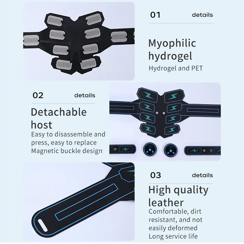 ABS Toning Belt Muscle Training EMS Trainer Muscle Stimulator USB Rechargeable Home Gym Loss Weight Workout Machine Men Women