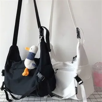 Borse a tracolla semplici in tela per donna Borsa a tracolla casual, cartella, borsa a tracolla per scuola universitaria, tasca, portamonete 1